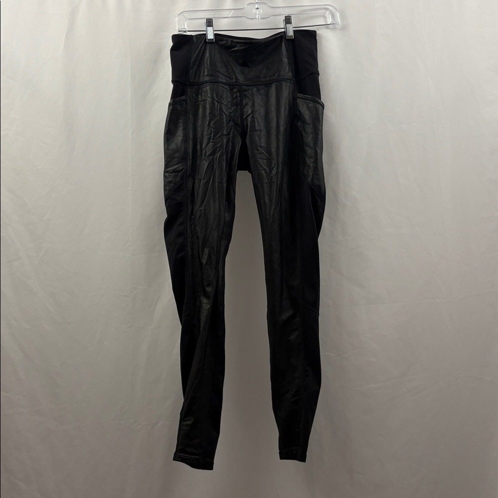 ATHLETA Women's Black Faux Leather Legging Size Small